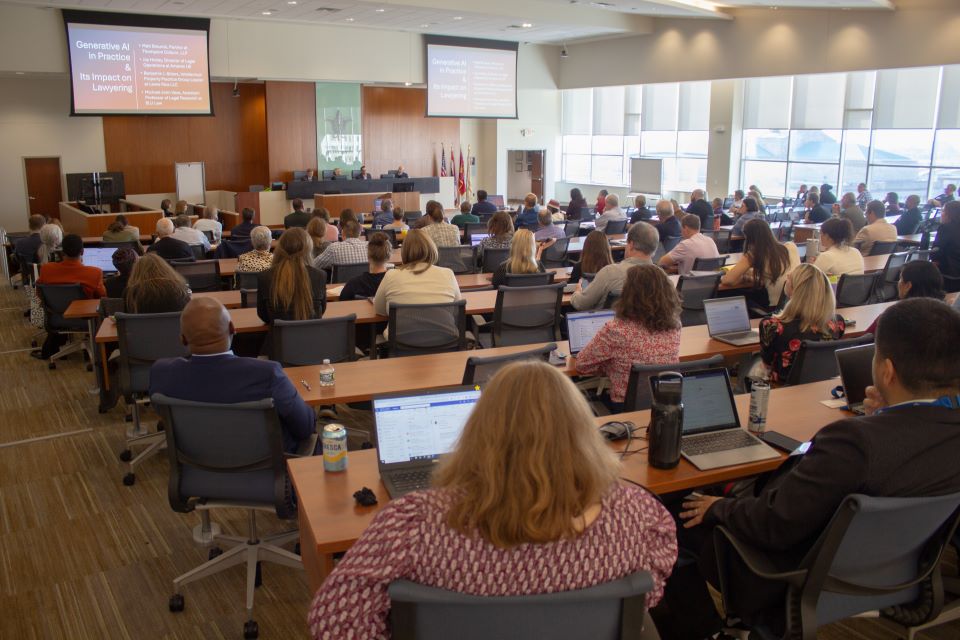 audience in the the courtroom at scott hall for the generative AI cle